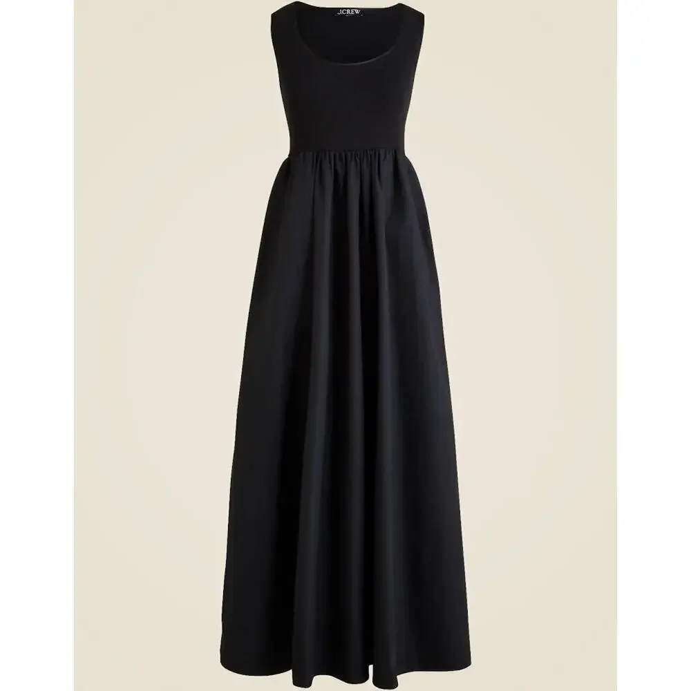 NWT J. Crew Scoopneck Mixy Maxi Dress Black CN606 Size XL